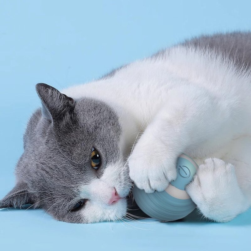 움직이는 강아지 자동 공놀이 무소음 펫 고양이 스마트볼, 블루, 1개