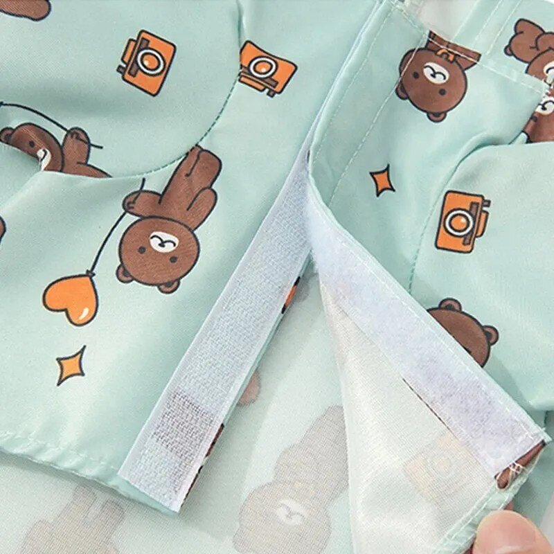 강아지 우비 비옷 반려견 곰돌이 무늬 레인코트 후드형, 1개