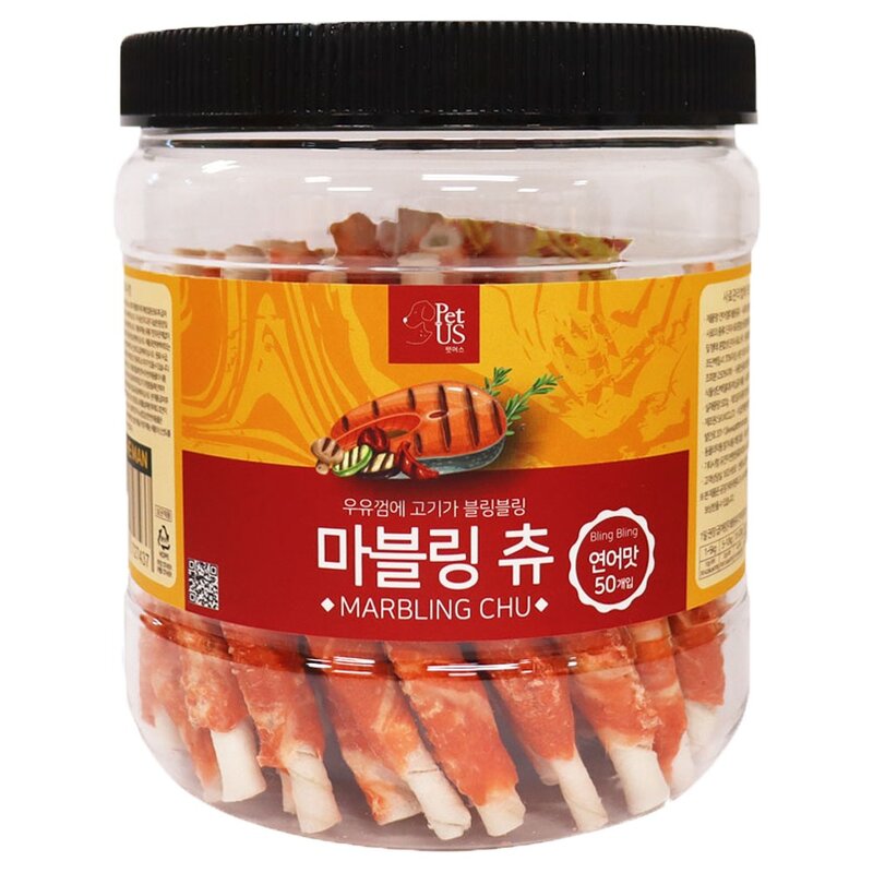 펫어스 강아지 마블링츄 스틱타입 50p, 연어, 500g, 1개