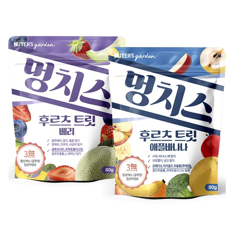 누터스가든 강아지 멍치스 후르츠트릿 베리 80g + 애플바나나 80g 세트, 베리, 애플바나나, 1세트