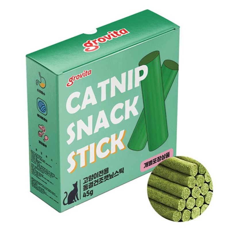 고양이 그로비타 캣닢 스틱 비스킷 스낵, 45g, 1개
