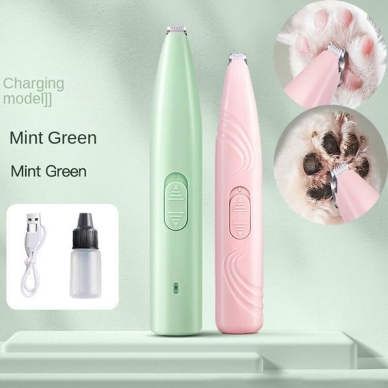 애견셀프미용 애완 전기 동물 고양이 발 인공물 면도 헤어 클리퍼 저소음 USB 충전식 및 LED 조명 전문 그루밍 장치, USB Green, 단일옵션