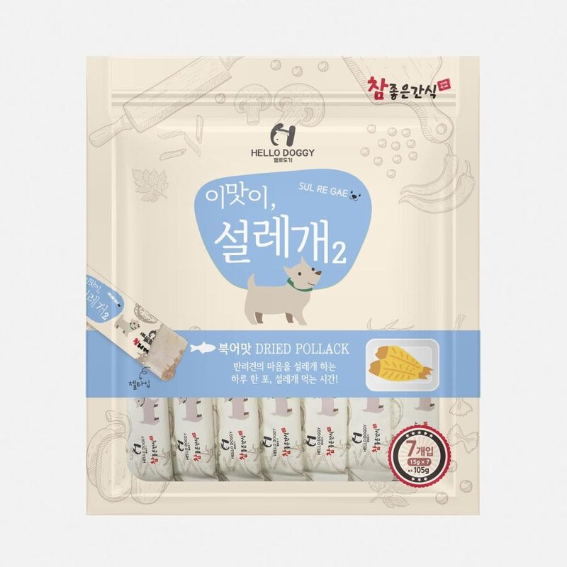 노령견 미네랄 비타민 영양간식 북어 젤리스틱 7개입 펫간식 먹이 강쥐 애견 아픈강아지 파우치 강아지 기호성 아기강아지 습식사료, 105g, 1개