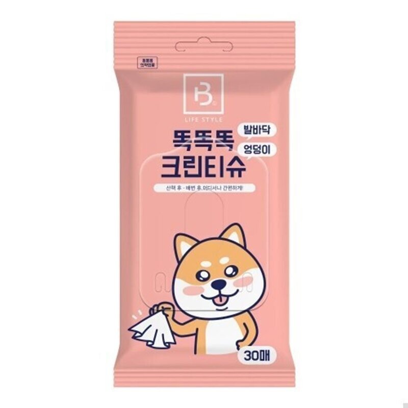 산책 중 배변 어디서나 애견 크린티슈 30매 푸들 시츄, 1개, 30개