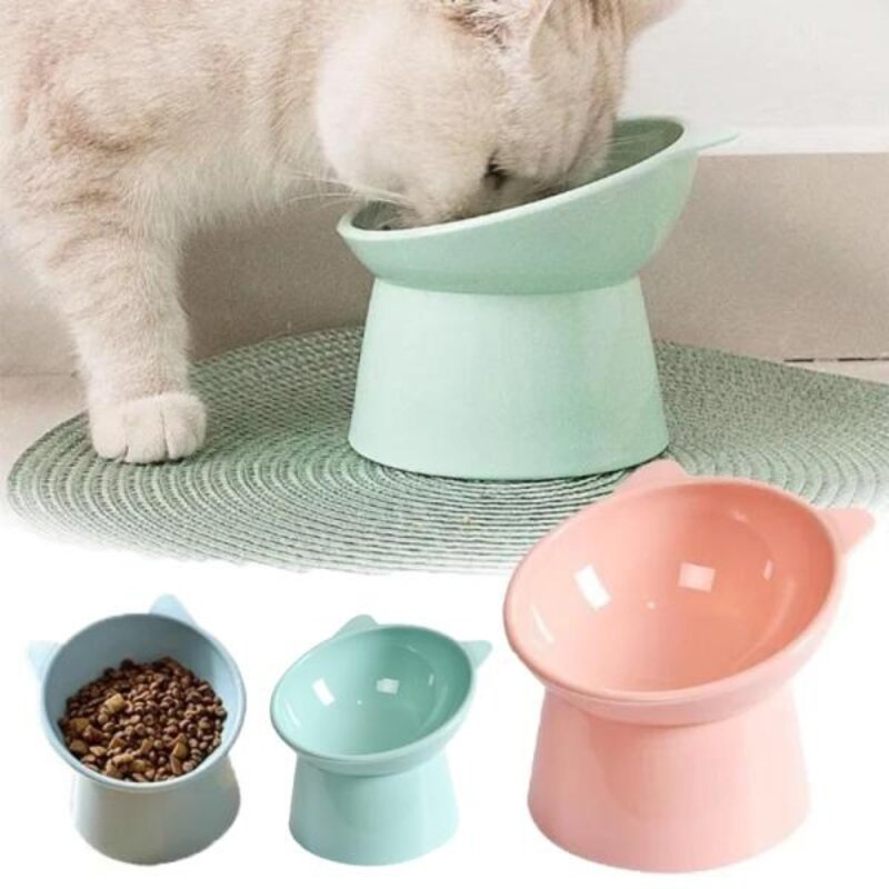 기울어진 고양이 강아지 새끼 고양이 먹이 접시 물 디펜서 애완 동물 용품, 없음, 2) Blue