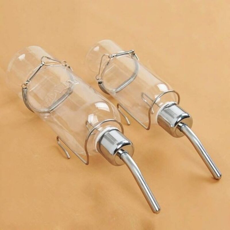 햄스터물통 집 자율식수대 홀더 소동물 2Pcs 미니 애완동물 물병 물방울 없음 동물 우리 물 마시는 병 토끼 기니피그 페럿 고슴도치 다람쥐 쥐 친칠라 햄스터 디스펜서 6 Oz, 2개