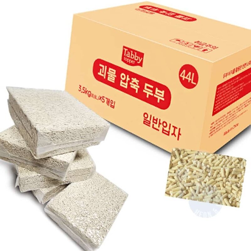 테비 괴물 압축 두부모래 44L 3.5kg x 5개입 일반입자, 5개