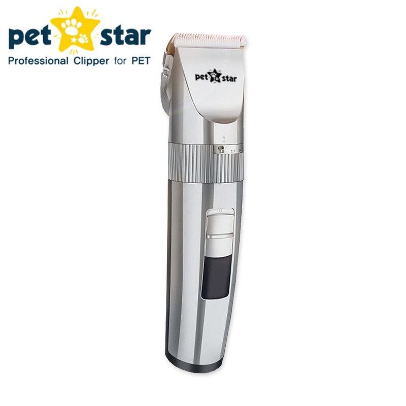 PET STAR 애견이발기/강아지이발/애견바리깡/부분미용 저소음이발기 애견용바리깡 강아지커트 애견바리깡 애견미용용품, 실버(어댑터 포함)