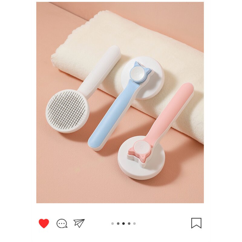 아이샵조이 강아지 고양이 반려동물 털 제거기 원터치 브러쉬, 1개, 핑크