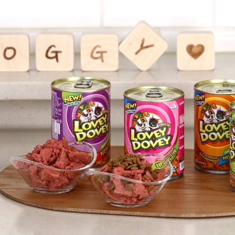 러비더비 강아지 간식 캔 4종 x 6p 세트, 치킨 + 소고기, 치킨 + 양고기, 치킨 + 연어, 치킨 + 오리고기, 375g, 1세트