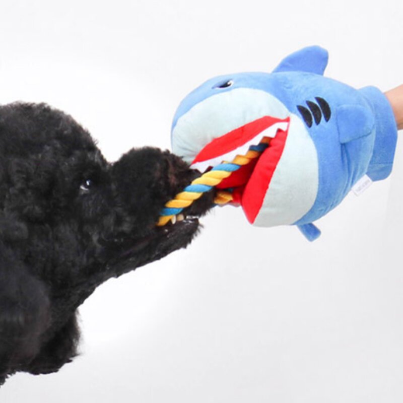 딩동펫 반려동물 터그 장난감 12cm x 24cm x 18cm, 상어, 1개