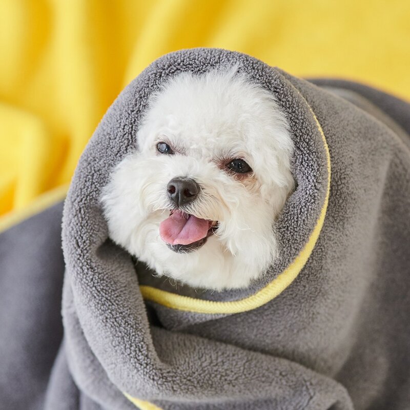 반려생각 조이타월 강아지 고양이 극세사 펫타올 수건, 그레이, 1개