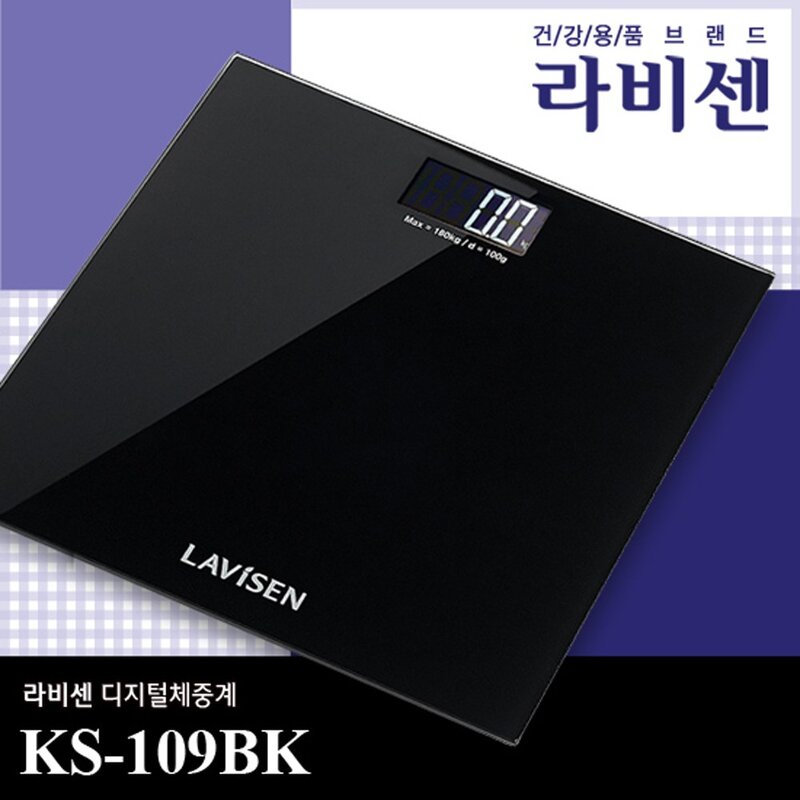 라비센 인버스백라이트 체중계, KS-109BK, 블랙, 1개