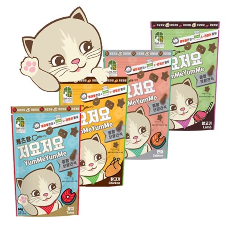뉴 캐츠랑 저요저요 사이즈업 고양이 간식 4종세트 혼합(참치+연어+닭고기+양고기) 1개 150g, 혼합4종(1+1+1+1)