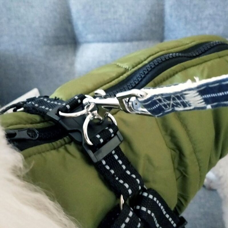 하네스 지퍼 산책 패딩 조끼 WI003DG, 블랙, 1개