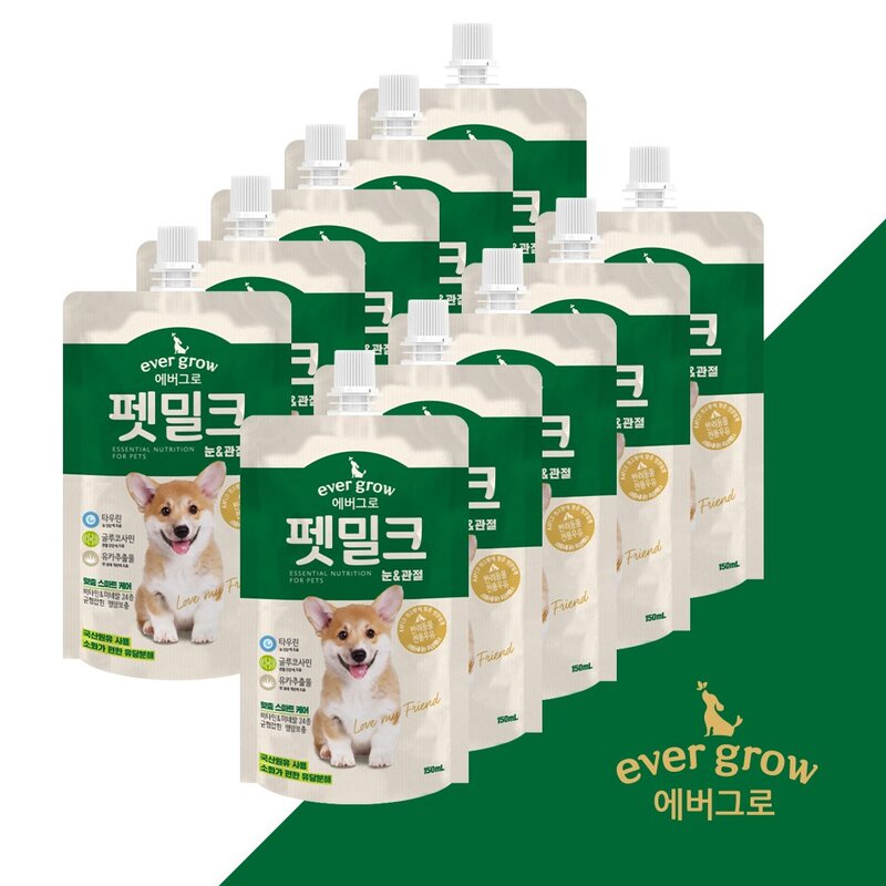 에버그로 펫밀크 150ml X 10개 눈관절 피부모발 홈사이즈, 눈+관절 150ml X 10개