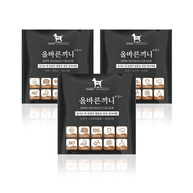 올바른끼니 플러스 맛보기 특식 3종 150g- 소고기 초록입홍합(관절건강) 연어 칠면조(피모건강) 오리 고구마(장건강), 150g, 1개