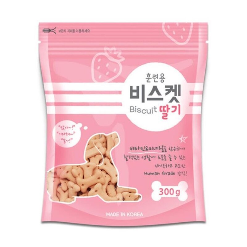 Q 강아지 훈련용 기호성 씨리얼 딸기 간식 맛있는간식 강쥐 펫간식, 1개, 300g