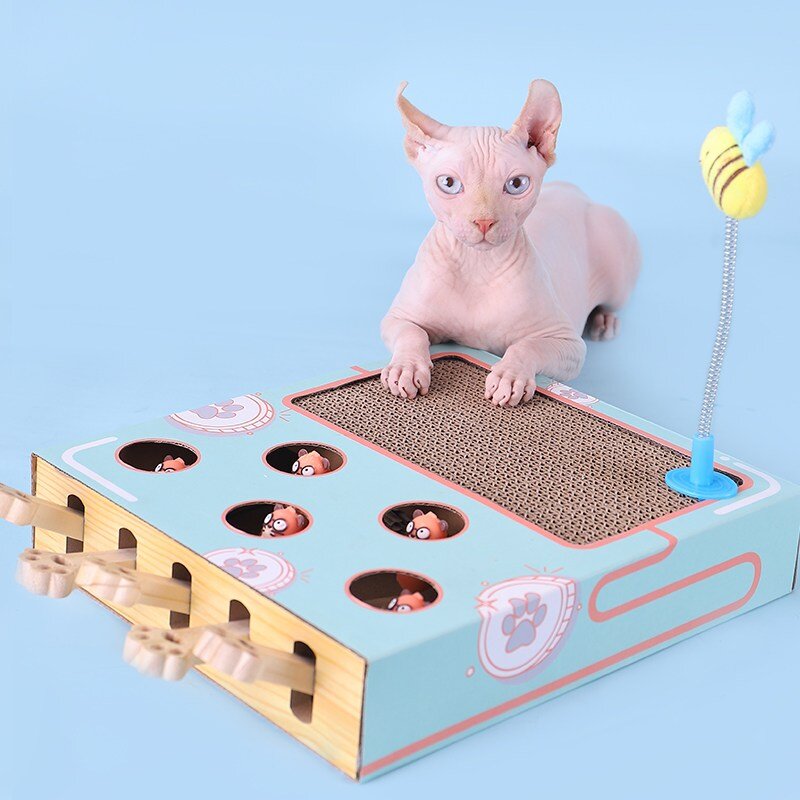 펫츠몬 고양이 두더지잡기 스크래처 장난감, 혼합색상, 1개