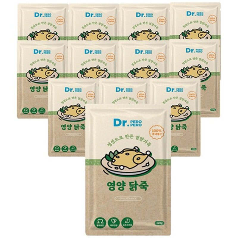 닥터페로 반려견 전연령용 영양닭 단호박 죽 파우치 12개, 120g