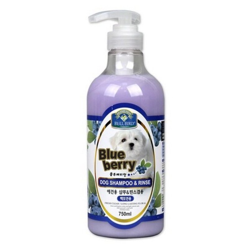 벨버드 샴푸 750ml 블루베리 샴푸린스 백모용 강아지샴푸, 1개
