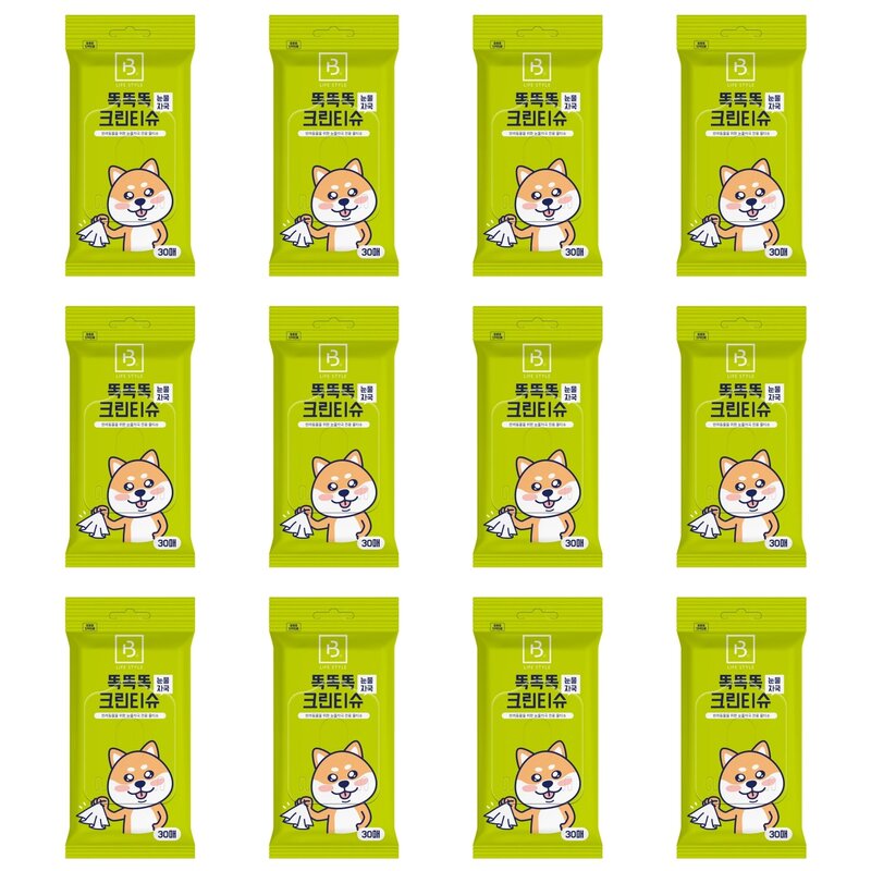 브리더랩 똑똑똑 크린티슈 눈물자국 30매 강아지물티슈, 단품, 1개