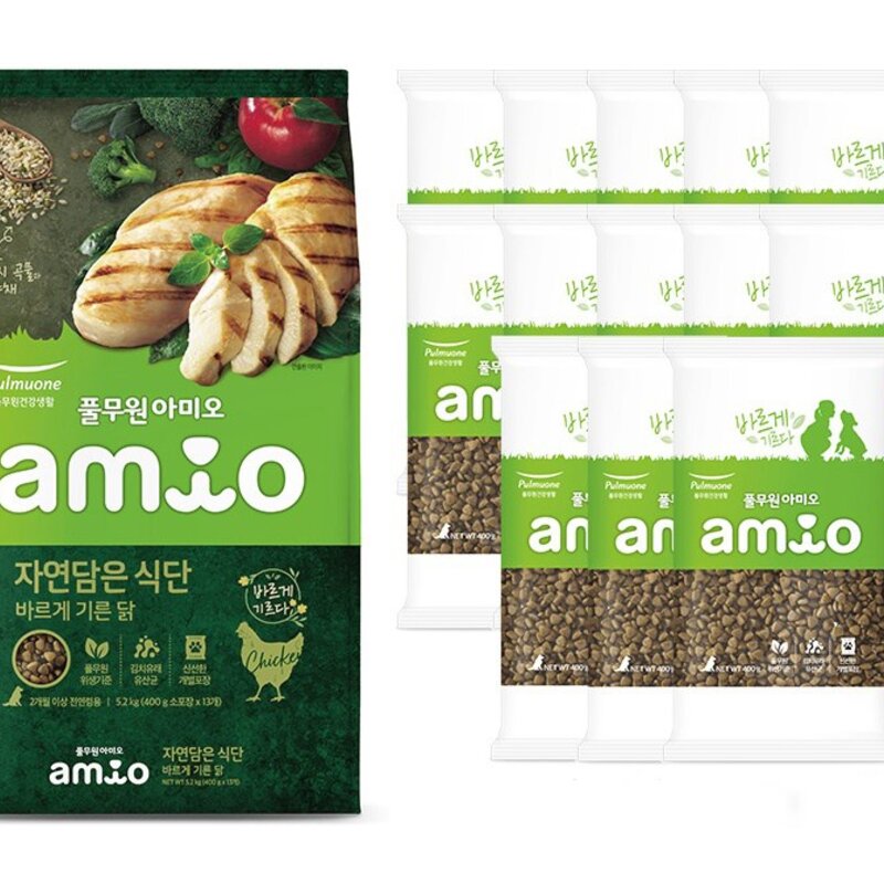 아미오 전연령용 자연담은식단 건식사료, 닭, 1.8kg, 1개