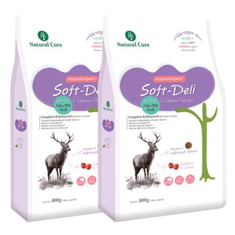 네츄럴코어 소프트델리6 사슴&연어800g 소프트사료, 1개, 사슴&연어 800g, 1개