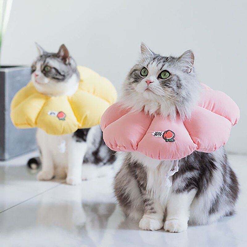 5H펫 자수 복숭아 넥카라 강아지 고양이 중성화 깔대기, 핑크, 1개