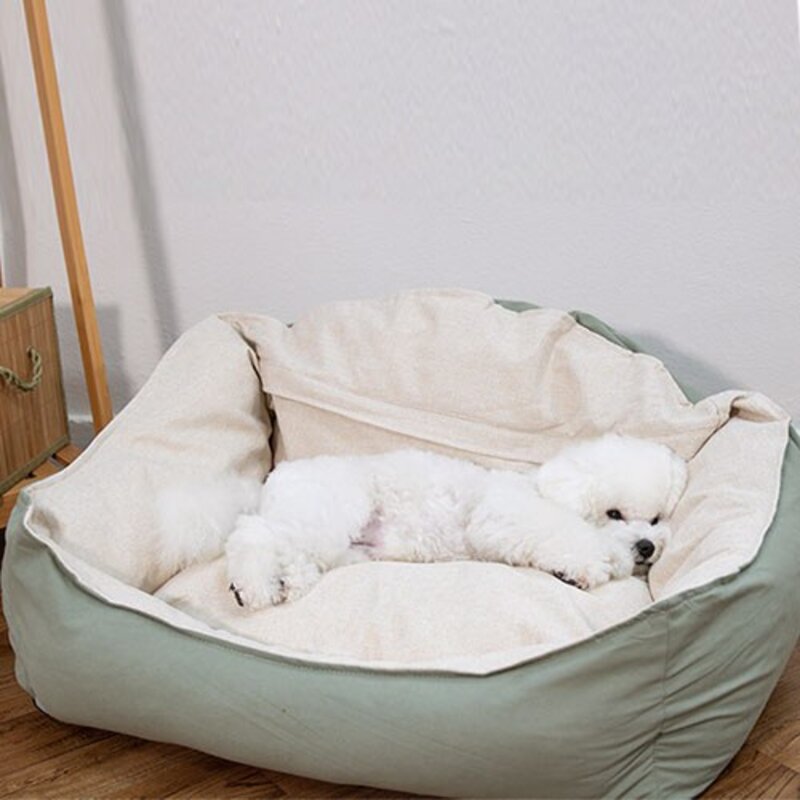 요기쏘 반려동물 쿨쿨 사계절 꿀잠 방석, 베이지 + 민트, 1개