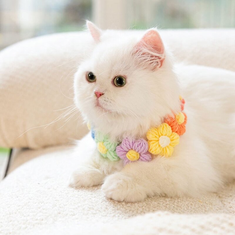고양이 강아지 스카프 꽃 목걸이 케이프 PN01, M, 옐로우2컬러, 1개