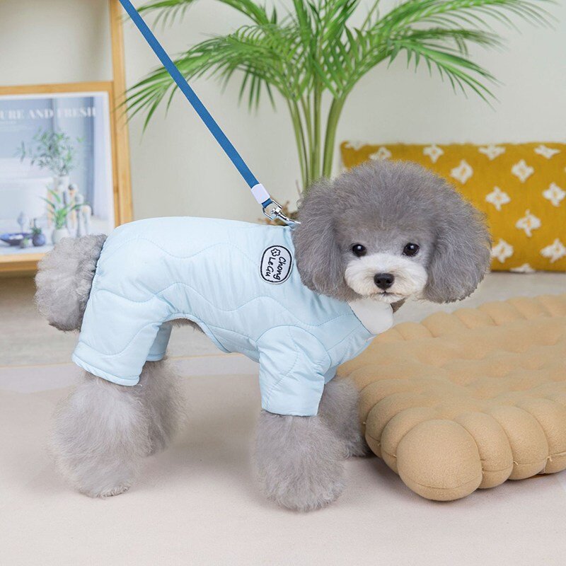 랜보어 반려동물 패치 올인원 패딩, 블루, 1개