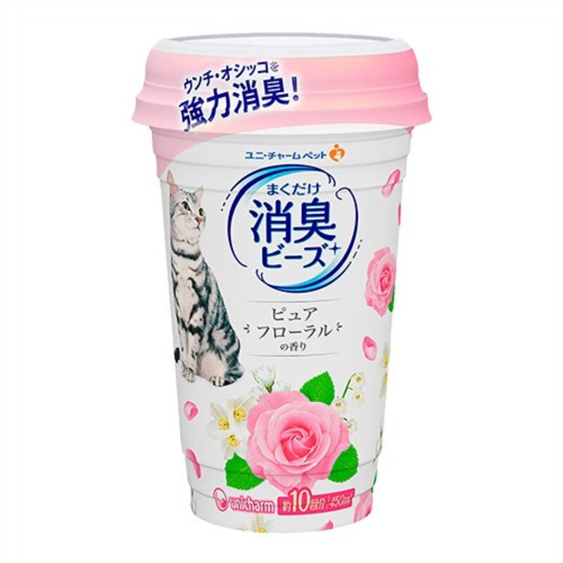 LG유니참 고양이 뿌려쓰는 비즈 탈취제 퓨어 플로럴향, 450ml, 1개