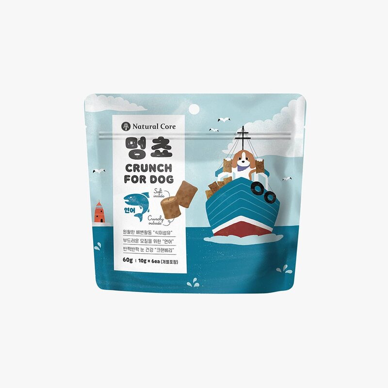네츄럴코어 멍쵸 60g 크런치 강아지 반려 애견 영양 쿠키 시리얼 과자 한입간식, 연어 60g, 1개