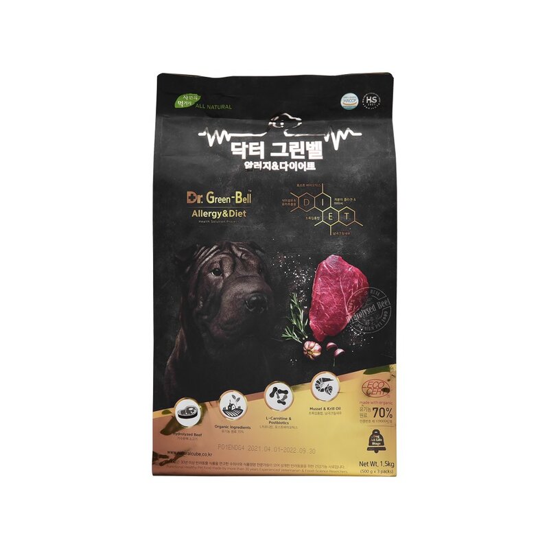 닥터그린벨 알러지&다이어트1.5kg 강아지 가수분해 다이어트 사료, 4.5kg, 1개