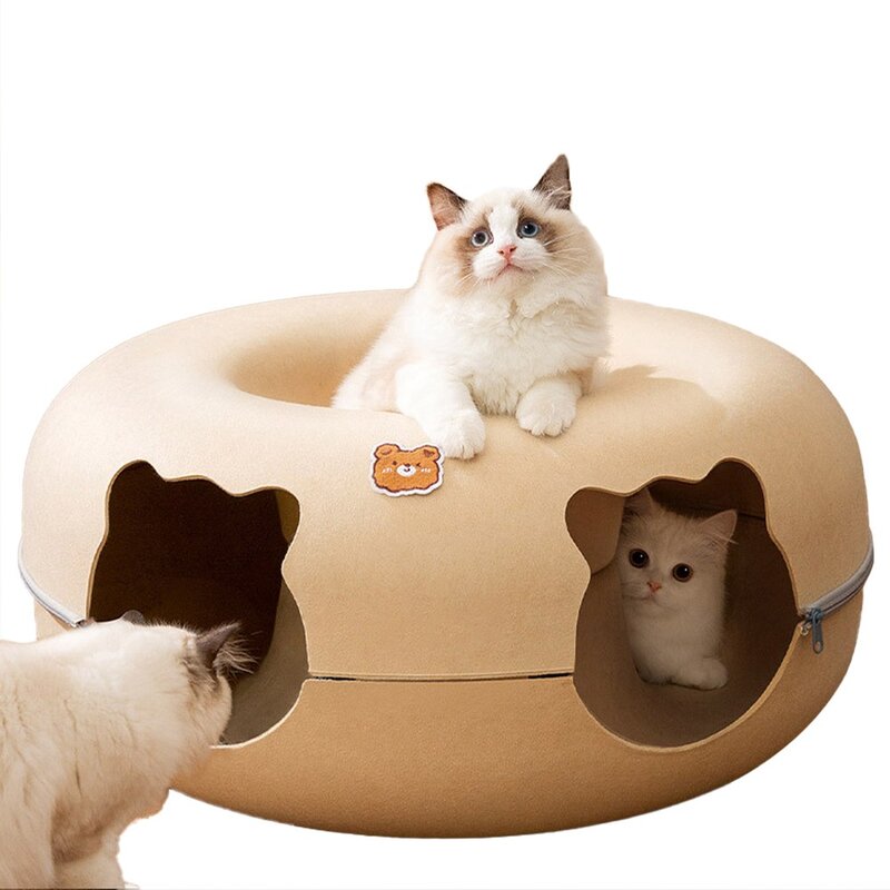 Garrl 고양이 숨숨집 하우스 더블 터널 동굴집, 1개