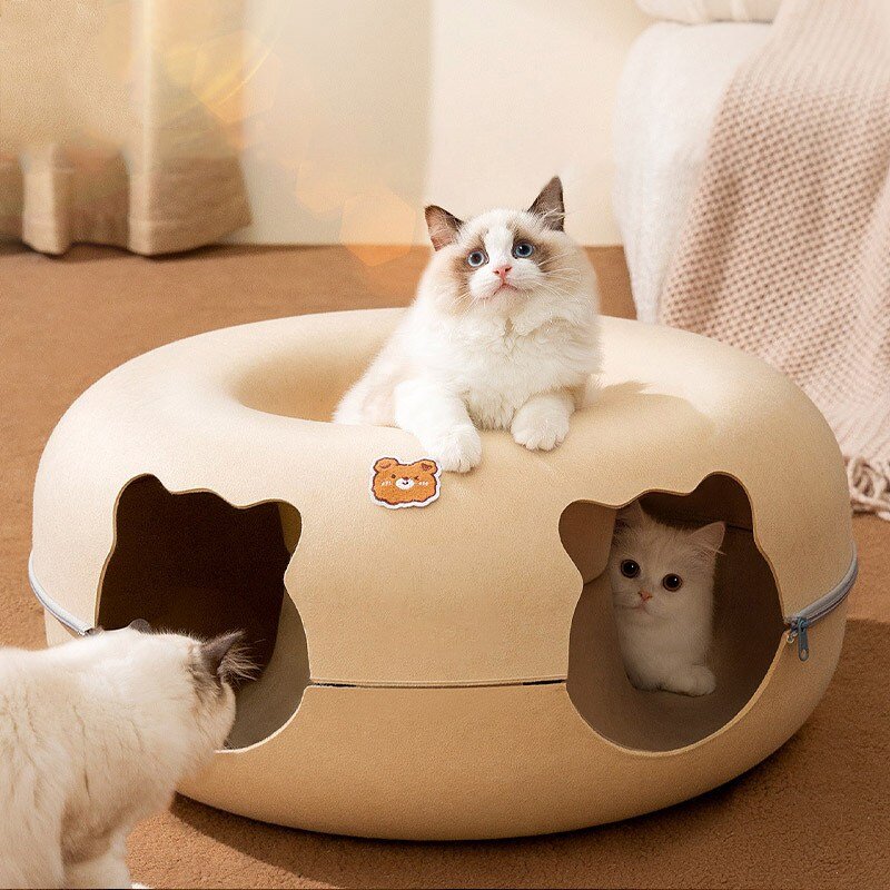 Garrl 고양이 숨숨집 하우스 더블 터널 동굴집, 1개