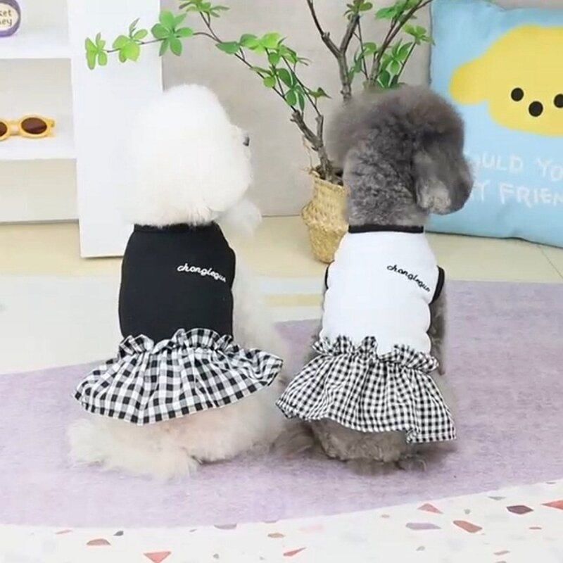 코코스튜디오 강아지옷 블랙&화이트 프릴 원피스, 코코 블랙 앤 화이트 프릴 원피스/블랙, 1개
