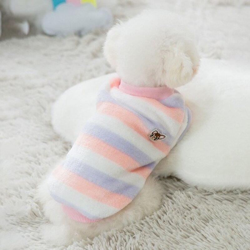 강아지 고양이 옷 따듯한 극세사 부드러운 기모 티셔츠 실내복 수면옷, 블루, 1개