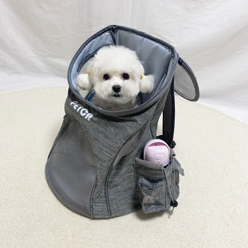 펫카 반려견 강아지 백팩 이동가방, 그레이, 1개