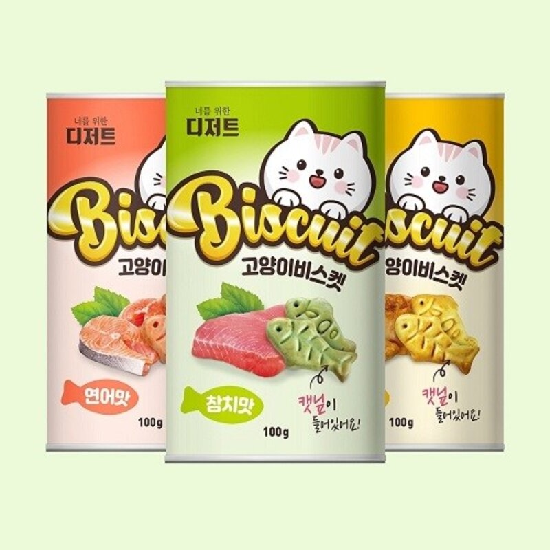 와와펫 너를위한디저트 고양이 비스켓 간식 캣닢 100g x2개 치킨맛+8개 더드림 고양이과자, 참치맛2개, 2개