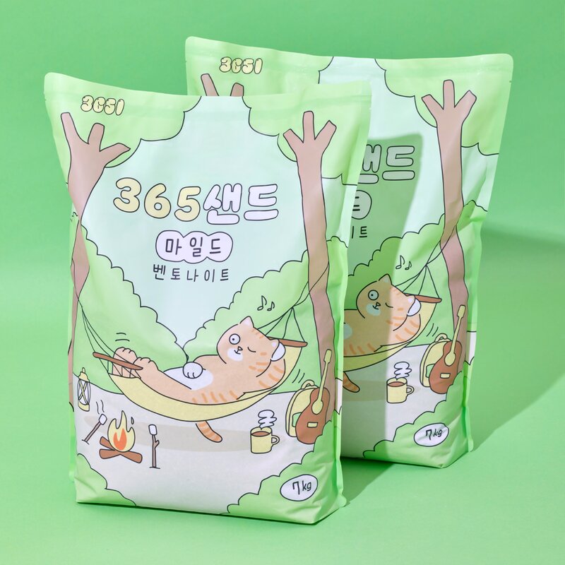 3651 365샌드 마일드 고양이 벤토나이트 모래, 4개, 7kg