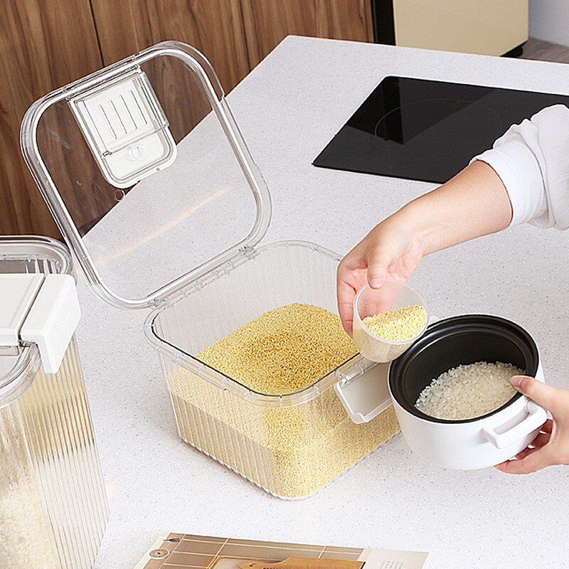 퀴진드마망 투명 밀폐 쌀통 5kg, 혼합색상, 1개