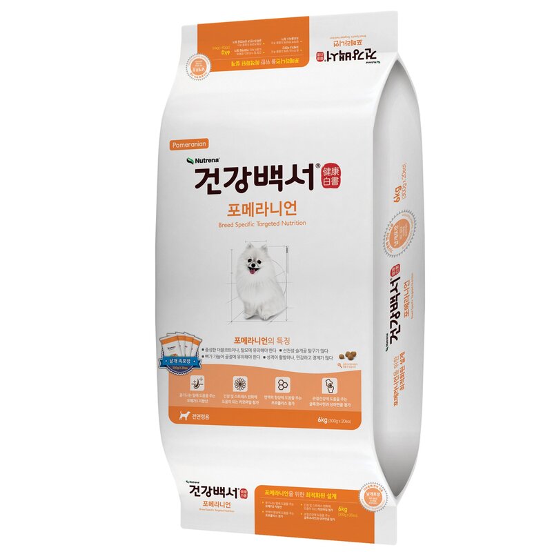건강백서 전연령용 포메라니언 건식사료, 연어, 2kg, 1개