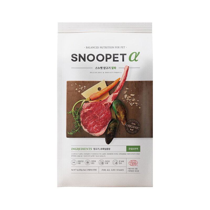 스누펫 전연령용 강아지 양고기 알파 관절 건식사료, 1kg, 1개