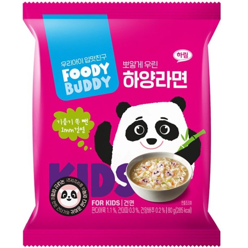 푸디버디 하양라면, 80g, 4개