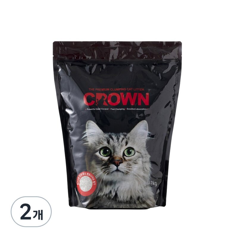 크라운캣앤도그 벤토나이트 고양이 모래, 6.3kg, 3개, 무향