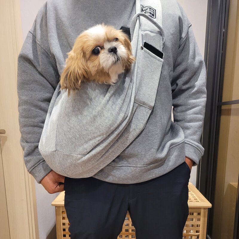 SHOPPI 강아지 슬링백 이동가방, 블랙