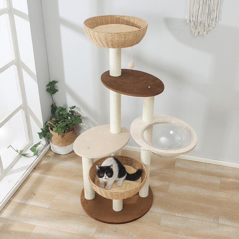 칠시 고양이 해먹 바스켓 캣타워, 혼합색상, 1개