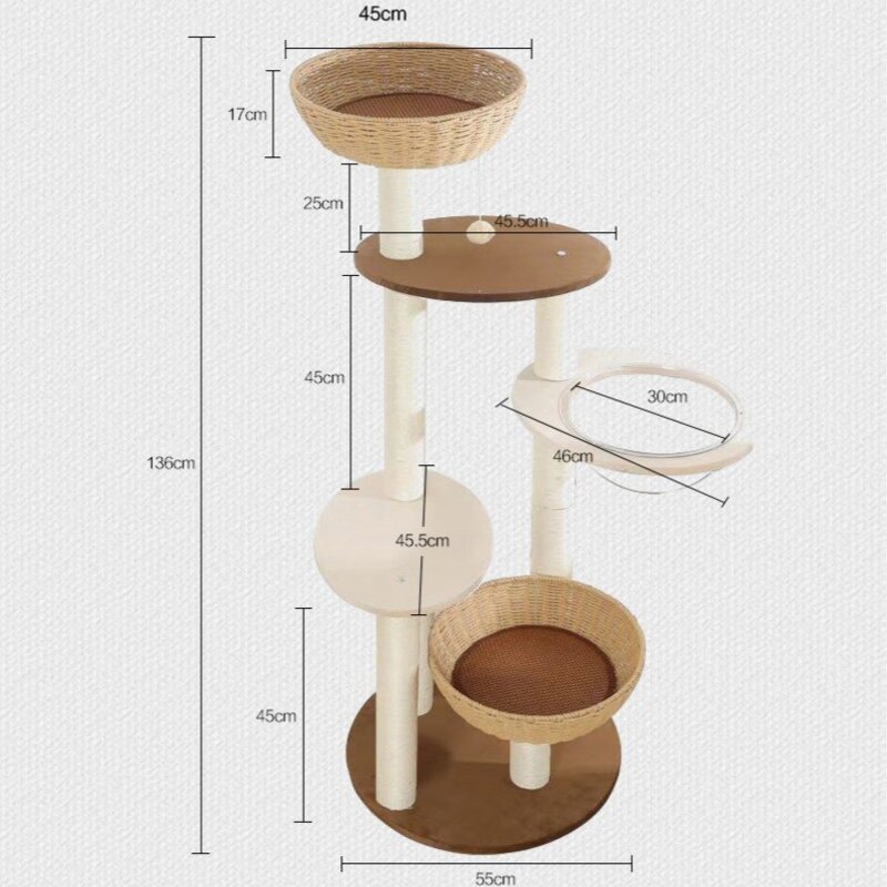 칠시 고양이 해먹 바스켓 캣타워, 혼합색상, 1개